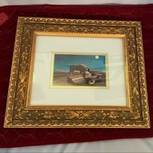 Vintage Wooden Picture Frame Ornate Raised Gold